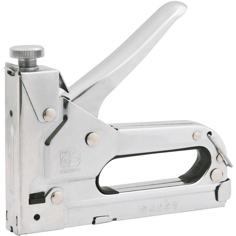 Grampeador Tapeceiro Manual Madeira Fixação Vonder Plus Profissional Com 600 Grampos