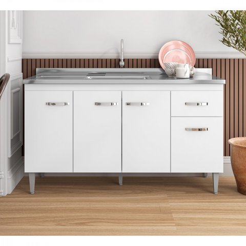 Balcão Gabriela 150cm 3 Portas e 1 Gaveta-ajl Móveis