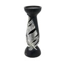 Ver imagem 3 de Castiçal em Poliresina Preto Design Pena Prateada 29,5cm