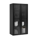 Ver imagem 1 de Armario em Aço para Cozinha Exclusive Cristaleira 2 Portas com Vidro:grafite/preto