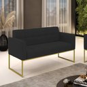 Ver imagem 2 de Sofá Namoradeira Elisa Veludo Preto Base Metálica Industrial Dourado - D'Rossi