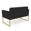 Ver imagem 3 de Sofá Namoradeira Elisa Veludo Preto Base Metálica Industrial Dourado - D'Rossi