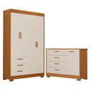 Ver imagem 1 de Jogo de Quarto Infantil Zaki Guarda Roupa e Cômoda 4 Portas 3 Gavetas MDF Areia Fosco-Savana Reller