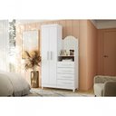 Ver imagem 1 de Guarda Roupa Solteiro New Capri 2 Portas de Bater 4 Gavetas MDP com Cômoda Embutida Espelho Branco
