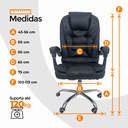 Ver imagem 4 de Kit 2 Cadeiras de Escritório Presidente Reclinável - Preto