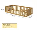 Ver imagem 5 de Cama Montessoriana Solteiro Quarto Criança Proteção Grade Madeira Cercado Cor Nature com Colchão
