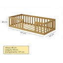 Ver imagem 5 de Cama Montessoriana Solteiro Quarto Criança Proteção Grade Madeira Cercado Cor Nature com Colchão