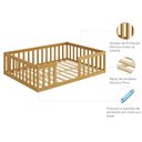 Ver imagem 4 de Cama Montessoriana Solteiro Quarto Criança Proteção Grade Madeira Cercado Cor Nature com Colchão