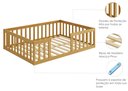 Ver imagem 4 de Cama Montessoriana Solteiro Quarto Criança Proteção Grade Madeira Cercado Cor Nature com Colchão