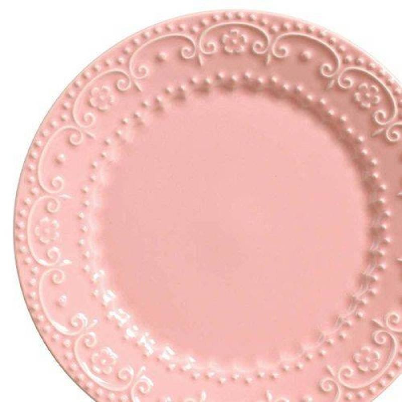 Conjunto de Pratos Rasos Esparta Rosa - 6 Peças - em Cerâmica - La Tavola - Porto Brasil - 26,5x2, - 2