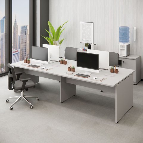 Espaço de Trabalho Escritório 4 Pessoas 2,70m Cinza F5 Cor:cinza