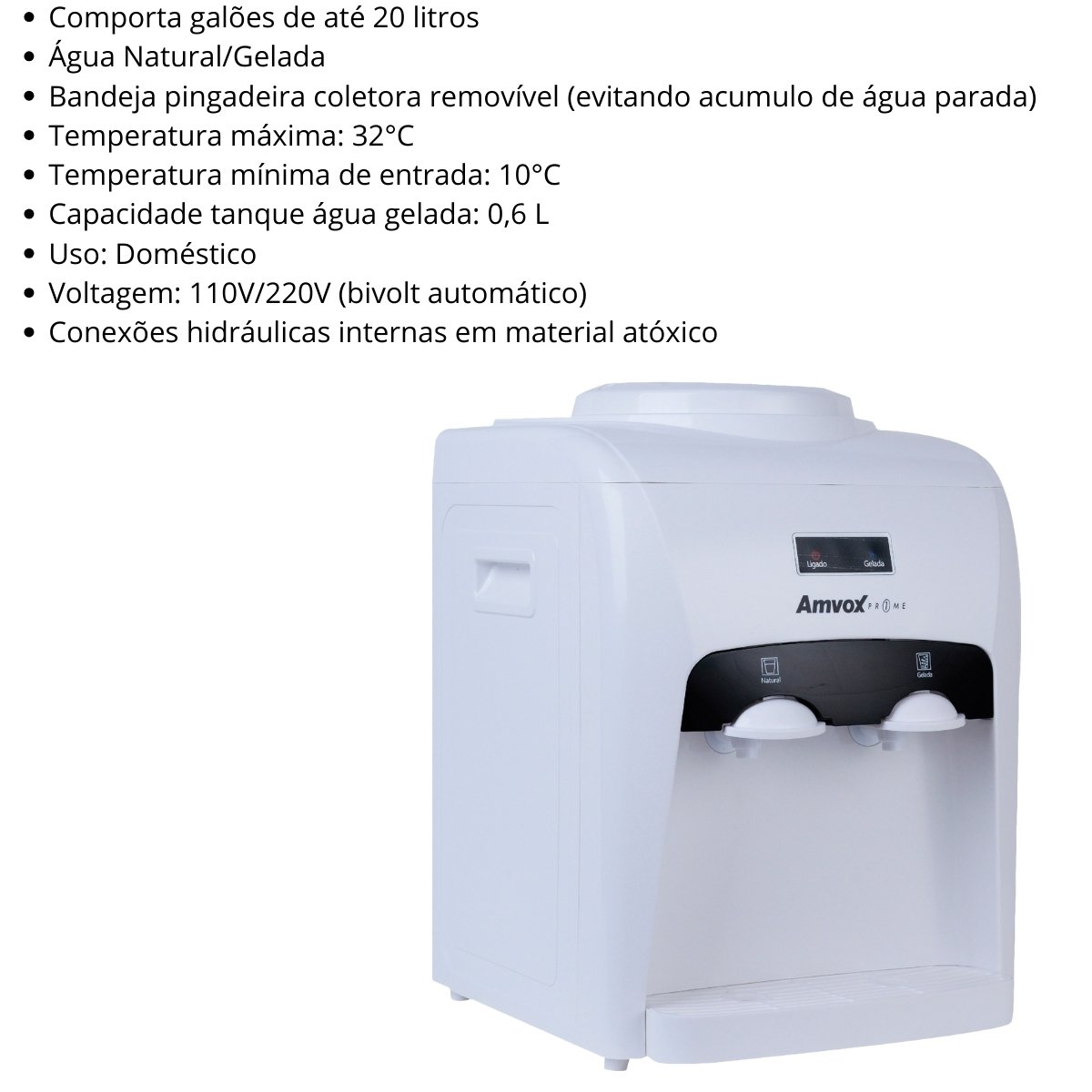 Bebedouro de Água Gelada e Natural Amvox Abb240 Branco Bivolt - 3