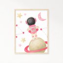 Ver imagem 3 de Kit 3 Quadros Astronauta Planeta Foguete Rosa Quarto Menina Infantil