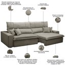 Ver imagem 3 de Sofá Retrátil Reclinável para Sala 3 Lugares 250cm Aisha F04 Veludo Marrom Claro - Lyam Decor