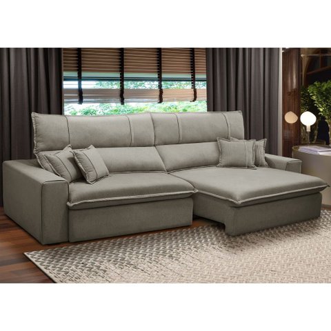 Sofá Retrátil Reclinável para Sala 3 Lugares 250cm Aisha F04 Veludo Marrom Claro - Lyam Decor