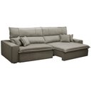 Ver imagem 2 de Sofá Retrátil Reclinável para Sala 3 Lugares 250cm Aisha F04 Veludo Marrom Claro - Lyam Decor