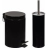 Kit Conjunto para Banheiro com Lixeira 3L com Pedal e Escova Higienica para Vaso Sanitário Preta Aga - 1