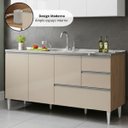 Ver imagem 5 de Balcão Gabinete Pia 1,50m Maceió Bymadero Amêndoa / Off White – 3 Portas 2 Gavetas + 1 Gavetão