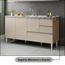 Ver imagem 3 de Balcão Gabinete Pia 1,50m Maceió Bymadero Amêndoa / Off White – 3 Portas 2 Gavetas + 1 Gavetão