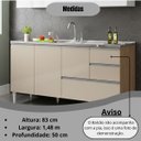 Ver imagem 4 de Balcão Gabinete Pia 1,50m Maceió Bymadero Amêndoa / Off White – 3 Portas 2 Gavetas + 1 Gavetão