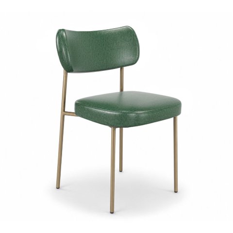 Kit 4 Cadeiras Sala de Jantar Lisa Pés Champanhe PU Verde m² - Monari Design