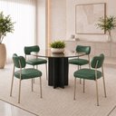 Ver imagem 1 de Kit 4 Cadeiras Sala de Jantar Lisa Pés Champanhe PU Verde m² - Monari Design