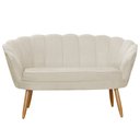 Ver imagem 1 de Namoradeira Estofada 2 Lugares Para Sala Comercial Pétala Suede Bege - LM DECOR