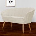 Ver imagem 2 de Namoradeira Estofada 2 Lugares Para Sala Comercial Pétala Suede Bege - LM DECOR