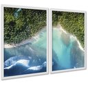 Ver imagem 1 de Kit 2 Quadros Decorativos Praia Floresta 24x18cm - com Vidro:moldura Preta