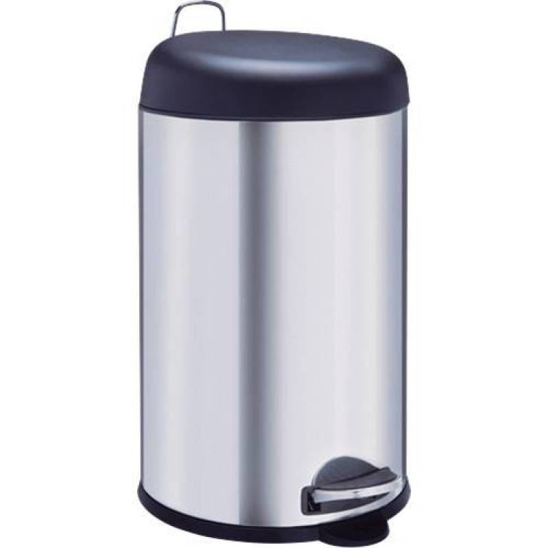 Lixeira Inox com Pedal 12L - Tampa Preta - 1
