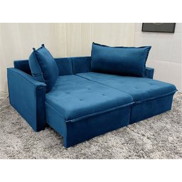 Sofá Cama 2,0 Veludão Azul 506 Mayara - 2
