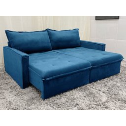 Sofá Cama 2,0 Veludão Azul 506 Mayara - 1