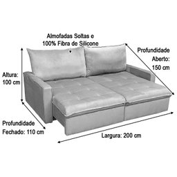 Sofá Cama 2,0 Veludão Azul 506 Mayara - 4