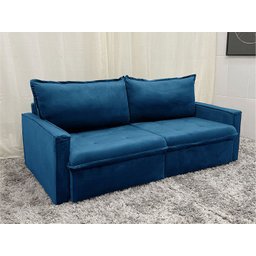 Sofá Cama 2,0 Veludão Azul 506 Mayara - 3