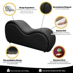 Poltrona Tantra Divã Exótico Recamier Corino Facto Preto Sofa Store - 7