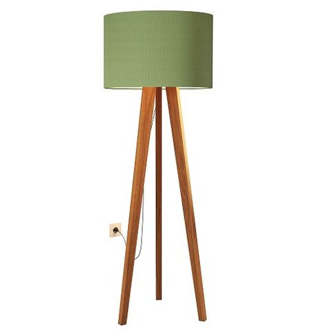 Luminária de Chão Tripé Delta com Cúpula Abajur Verde/nature