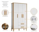 Ver imagem 7 de Quarto de Bebê Infantil Completo 1 Guarda Roupa 3 Portas e 1 Cômoda Retrô 100% MDF Magic Baby