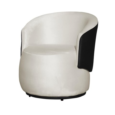 Poltrona Organica Recepção para Sala Aisha Corano Preto e Veludo Bege - Incasa Decor