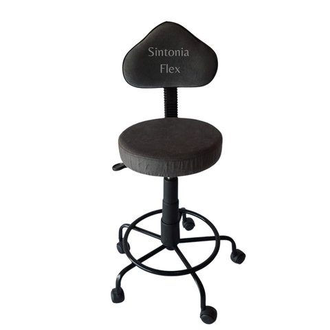 Cadeira Mocho Verona com Regulagem de Altura Base de Ferro com Apoio de Pés com Rodízio Suede Cinza