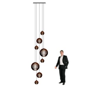 Lustre Pendente para Sala Pé Direito Duplo Mix Ball P7 - Marrom