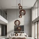 Ver imagem 5 de Lustre Pendente para Sala Pé Direito Duplo Mix Ball P7 - Marrom
