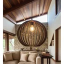 Ver imagem 3 de Lustre Pendente para Sala Pé Direito Duplo Mix Ball P7 - Marrom