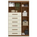 Ver imagem 5 de Cômoda Multiuso 6 Gavetas 1 Porta 96cm Guaíra Jatobá/Areia S01 - Mpozenato