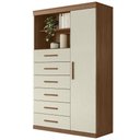 Ver imagem 1 de Cômoda Multiuso 6 Gavetas 1 Porta 96cm Guaíra Jatobá/Areia S01 - Mpozenato