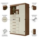 Ver imagem 3 de Cômoda Multiuso 6 Gavetas 1 Porta 96cm Guaíra Jatobá/Areia S01 - Mpozenato
