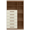 Ver imagem 7 de Cômoda Multiuso 6 Gavetas 1 Porta 96cm Guaíra Jatobá/Areia S01 - Mpozenato