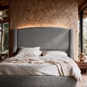 Ver imagem 2 de Cabeceira para Cama Box King Size Shae 195cm Estofada com Frame Bouclê Cinza Escuro - Desk Design
