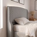 Ver imagem 5 de Cabeceira para Cama Box King Size Shae 195cm Estofada com Frame Bouclê Cinza Escuro - Desk Design