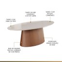 Ver imagem 2 de Mesa de Jantar Oval em Madeira Luiza 180x100cm Tampo Vidro Off White Ccs