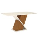 Ver imagem 1 de Mesa de Jantar Fiorella 160 cm Tampo Arredondado com Vidro Nature Off White – Henn